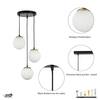 Orb 3 Light Round Cluster Pendant in Frosted White Glass