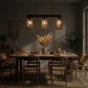 Casa 3 Series Brown Solid Wood Cluster Hanging Light