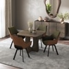 Aero Solid Wood 4 Seater Dining Table With 4 Casey Dining Chairs (Finish : Danish Walnut, Chair Colour : Olive & Tan)