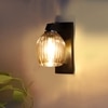 Devansh Solid Wood Electric Wall Light in Brown Colour with Lavender Shade Count of 1 Light