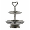 Metalsmith Two Tier Serveware Stand with Heart Handle Silver Finish