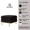 Doe Buck Luxe Boucle Square Ottoman in Black Colour with Gold Metal Legs