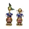 Desert Art Metal Handpainted Couple Musician Showpiece Set of 2