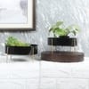 Metal Planter With Stand Set Of 2 In Black And Gold Colour
