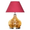 Ingram Glass and Metal Table Lamp With Maroon Cotton Shade