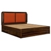 Lotus Solid Wood King  Size Upholstered Bed With Drawer Storage (Provincial Teak Finish)