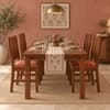 Globally Indian Shilpa Solid Sheesham Wood 4 Seater Dining Table Set 4 Chairs Terracotta Orange