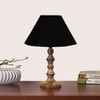 Devansh Black Cotton Table Lamp With  Wood Natural Base (10X10X16) Inches)-28
