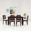 Capra Solid Wood Dining Chair in Mahogany Finish & Wheat Brown Colour - Set of 2