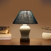 Devansh Conical Turquoise Jute Shade Lamp With Wood & Mosaic Glass Base For Decoration/Office/Home/Gifting/Study For Decoration/Office/Home/Gifting/Study -(10X10X14.5) Inches -A