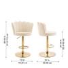 Doe Buck Luxury Beige Velvet Adjustable Bar Stool Chair with Gold Hydraulic Base