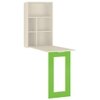 Calypso Kids Wall Mounted Folding Study Desk and Built In Bookshelf in Light Wood Verdant Green Colour