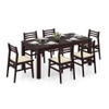 Arabia Leon Solid Wood 6 Seater Dining Table With Set Of 6 Chairs (Colour- Camilla Ivory, Finish- Mahogany)