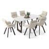 Adria Karara Quitese Top Dining Table With Set Of 6 Bren Swivel Dining Chairs (Colour- Ivory, Finish- Carrara White)