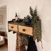 Golden Oak Wooden Wall Shelf With Drawers & Key Holders