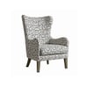 Carolina Printed Canvas Geometry Fabric Wing Chair in White Colour