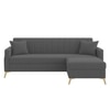 Convil Velvet L Shape 4 Seater Sofa in Dark Grey Color