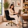Doe Buck Clemence Modern Black Tufted Velvet Office Chair