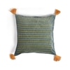 Tasseled And Embroidered Grey-Green Cushion Cover