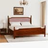 Camille Solid Wood Box Storage Queen Bed in Provincial Teak Finish with Pink Colour