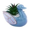 Aloe Vera Plant Inside An Artistic Blue Swan Ceramic Pot