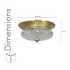Telmor 11 Inch 2-Light Flush Mount Ceiling Light In Antique Brass Finish With Clear Star Diamond Cut Glass