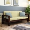 Madhavi 3+2+1 Seater Wooden Sofa (Creame Colour, Walnut Finish)