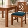 Globally Indian Bandhana Solid Sheesham Wood 4 Seater Dining Table Set 4 Chairs Teal Green