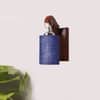 Devansh Solid Wood Electric Wall Light in Brown Colour with Blue Shade Count of 1 Light