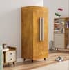 Hexa Red Wooden 2 Door Wardrobe with Drawer and Hanging Space in Giant Wood Colour