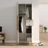Hexa Red Wooden 2 Door Wardrobe with Drawer and Hanging Space in Frosty White Colour