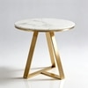 White Metal Side Table in Gold Colour