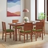 Dane Solid Wood Dining Table 6 Seater with 6 Atlas Dining Chairs (Finish: Honey, Colour: Avocado Green)