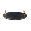 Round Marble Tray with Gold Finish Metal Handle