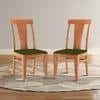 Fabio Dining Chair Set Of 2 In Colour Olive Green And Finish Amber Walnut
