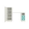 Rio Kids Large Study Desk with Drawers Built In Bookshelf and Square Handles in Misty Turquoise Colour