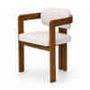 Burbon Solid Wood Upholstered Dining Chair in Teak Finish