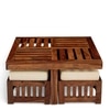 Palladio Sheesham Wood Accent Coffee Table Set With 4 Stools In Natural Teak Finish