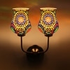 Devansh Metal Electric Wall Light in Gold Colour with Multicolor Shade Count of 2 Lights