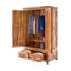 Alaca 2 Door 2 Drawer Wardrobe Sheesham Wood Wardrobe in Teak Finish