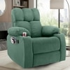 Helios Motorised Recliner Chair for with Rocking Revolving with Cup Holder and Pocket Premium Soft Suede Fabric 1 Seater Chair - Green