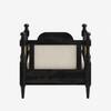 Rattan Solid wood Single Seater sofa in Black Finish in Ivory