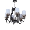 Eliante White Glass Chandelier, 6 Light, Mild Steel And Glass, Modern Hanging Ceiling Fixture