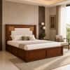 Nayra Solid Wood Compact Queen Bed Box Storage Provincial Teak Finish Mattress 60 x 72 Inches