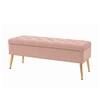 Doe Buck Velvet Tufted Storage Bench in Pink Colour with Gold Legs