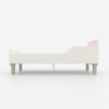 Minimalist Kids Toddler Bed in White and Pink Stripes