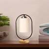 Devansh Off-White Cotton Wooden & Iron Table Lamp -17 Inch Height -A