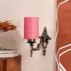 Devansh Metal Electric Wall Light in Antique Gold Colour with Pink Shade Count of 1 Light