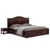Sniu Solid Wood Queen  Size Bed Without Storage (Walnut Finish)