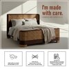 Heritage Cane Upholstered Queen Size Bed in Linen With Oak wood Frame